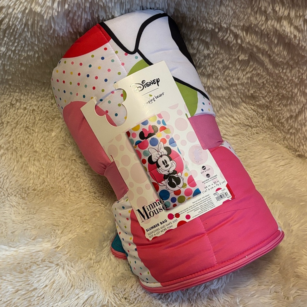 Disney Minnie Mouse Polka Dot Sleeping Bag - Pink and White